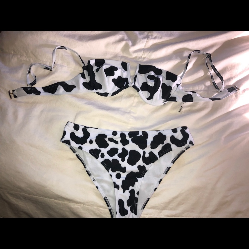 Cow print bathing suit